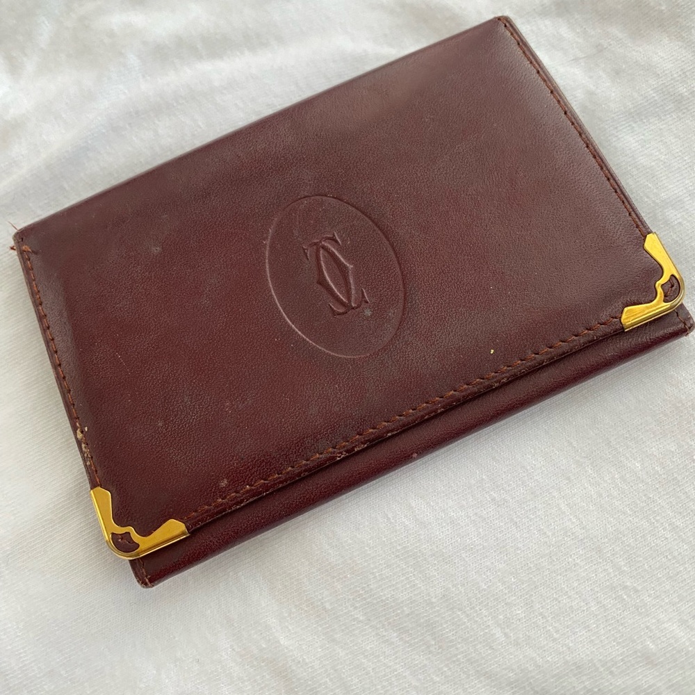 Vintage Cartier Leather Wallet with Gold Accents